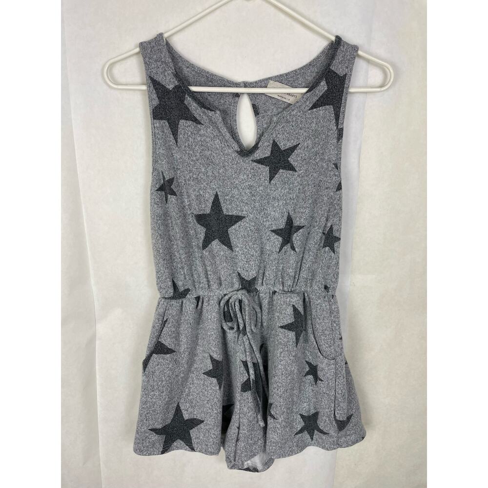 Anthropologie Saints and Hearts grey star print romper size S Whimsical Casual